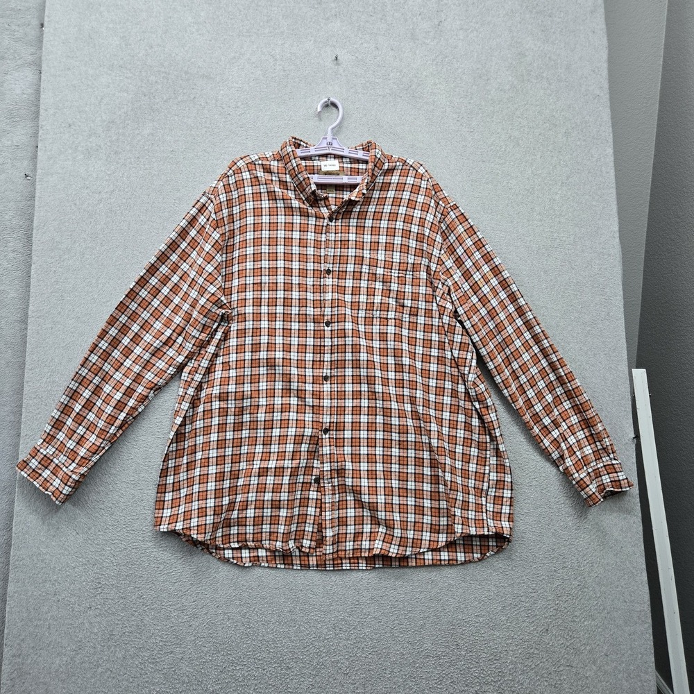 The Foundry Supply Co. Men Button Up Shirt 2XL Orange Plaid Flannel